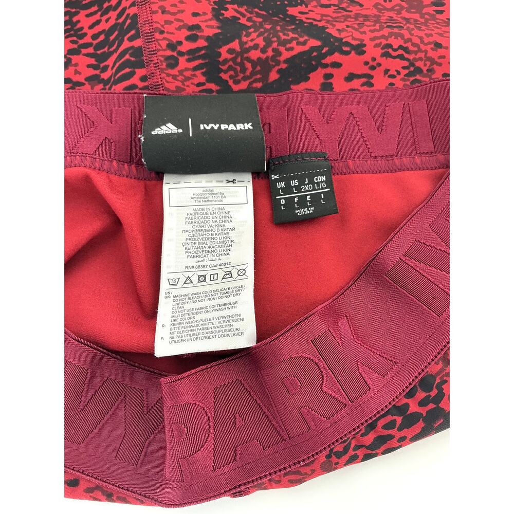 adidas x IVY PARK Leggings Women L Red Black Snakeskin High Rise 3 Stripe - Picture 7 of 8